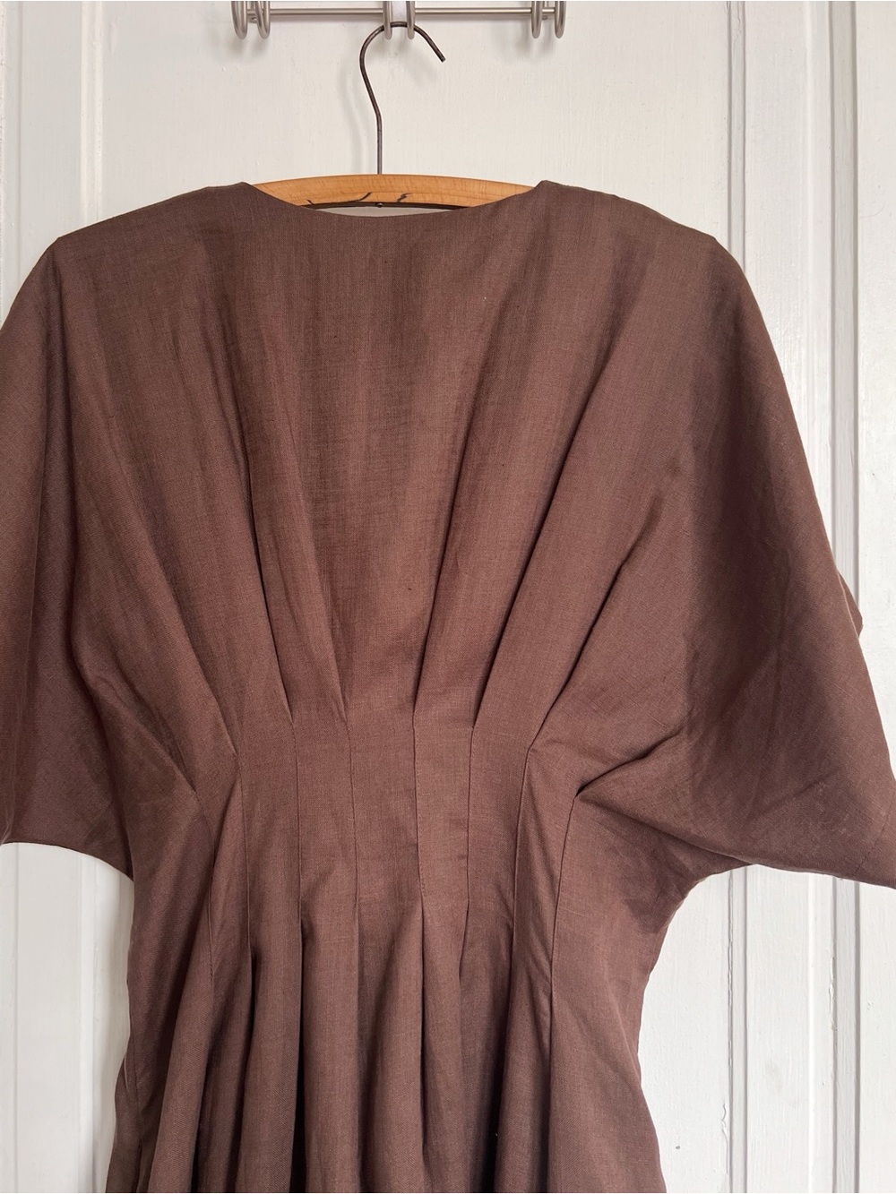 Exquise • Anthropologie Tobie Linen Pleated Mini Shirt Dress fit & flare - Picture 15 of 16